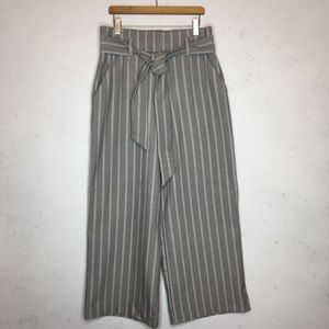 Wide Leg Striped High Waisted Cropped Pants H&M